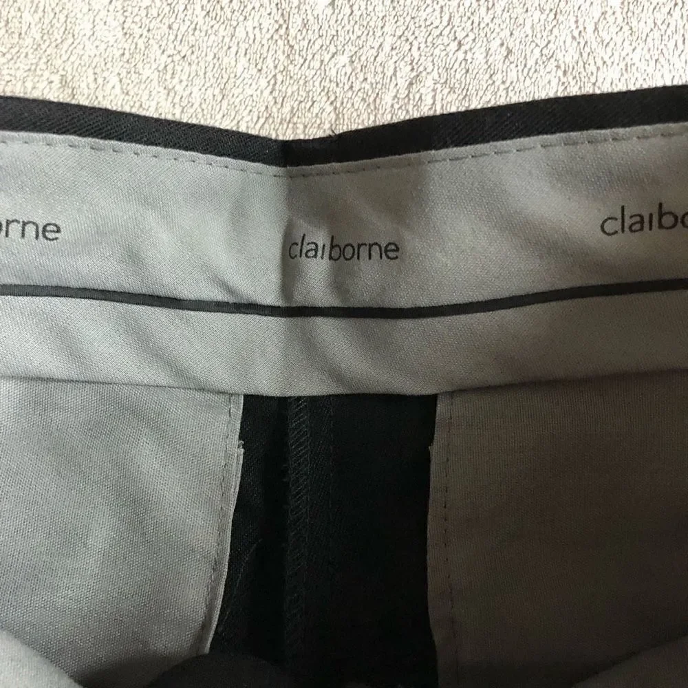 Claiborne Boys Gabardine Pleated Black Dress Pants